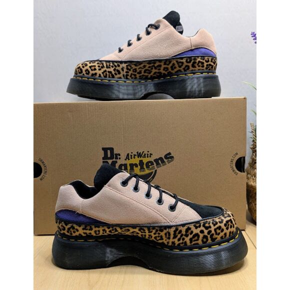 Dr. Martens Buzz 5-Eye Light Tan & Powder Pink Leopard and Suede Shoes UK 7 NIB - Picture 8 of 15